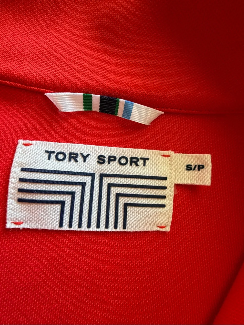 Tory Burch Bright Red Zip-Front Jacket with Green and Blue Trim - Picture 3 of 5